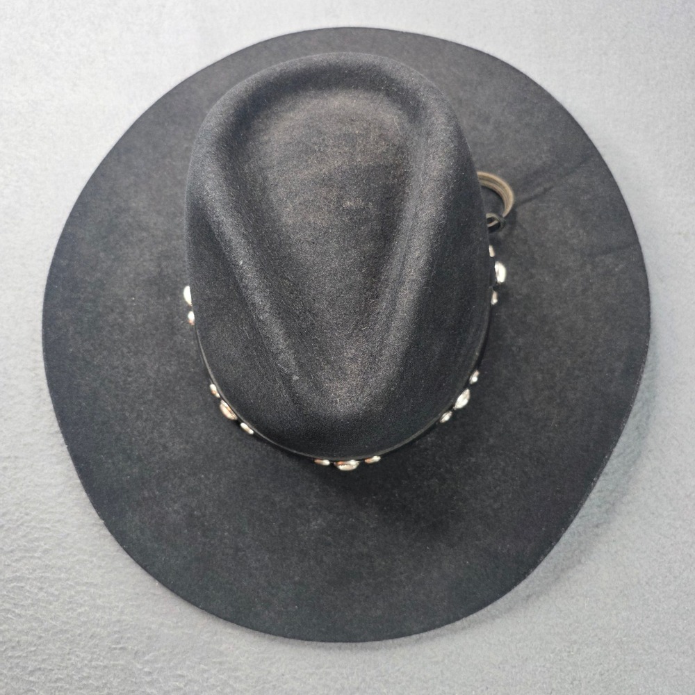 Resistol Self-Conforming Western Cowboy Hat Black Felt Studded Leather Band